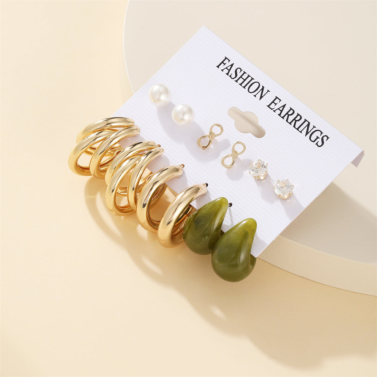 Pearl and Cubic Zirconia 18K Gold-Plated Infinity Earring Set, gold stud earrings for women, lifestyle look
