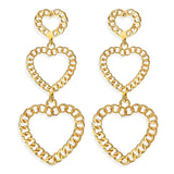 18k Gold-Plated Linking Figaro Heart Drop Earring