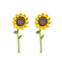 Yellow & Cubic Zirconia Sunflower Drop Earrings