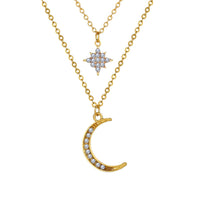 Cubic Zirconia & Goldtone Celestial Layered Pendant Necklace