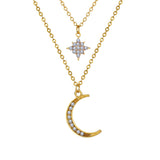 Cubic Zirconia & Goldtone Celestial Layered Pendant Necklace