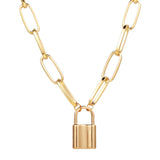 18k Gold-Plated Lock Pendant Necklace