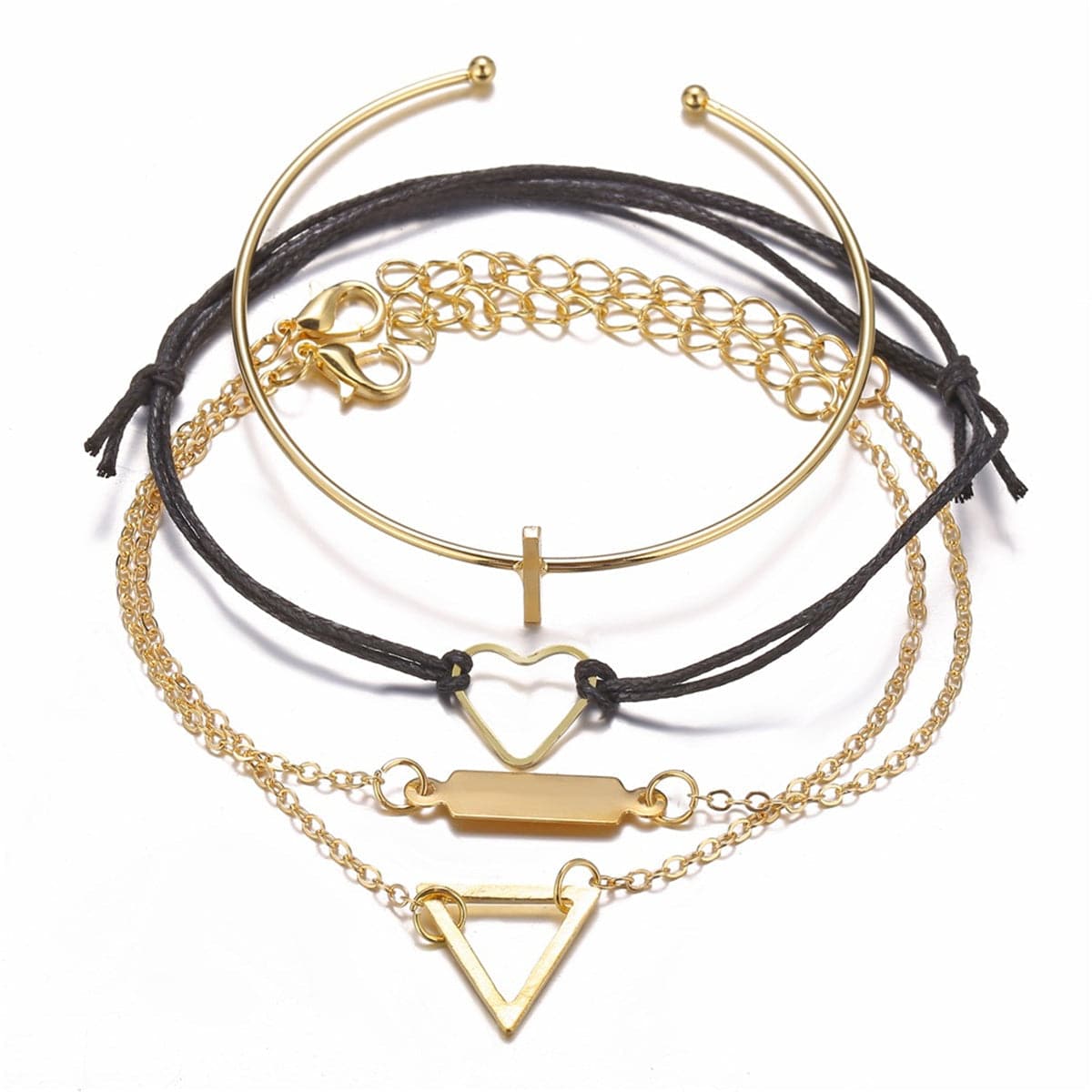 18K Gold-Plated Triangle Bracelet Set