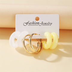 Yellow Resin & 18K Gold-Plated Hoop Earring Set