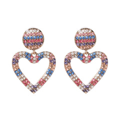 Red & Blue Cubic Zirconia 18K Gold-Plated Open-Heart Drop Earrings