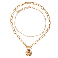 Imitation Pearl & Goldtone Figaro Layered Pendant Necklace