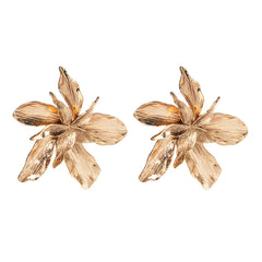 18K Gold-Plated Etched Floral Stud Earrings