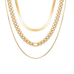 18K Gold-Plated Snake Chain & Figaro Necklace Set