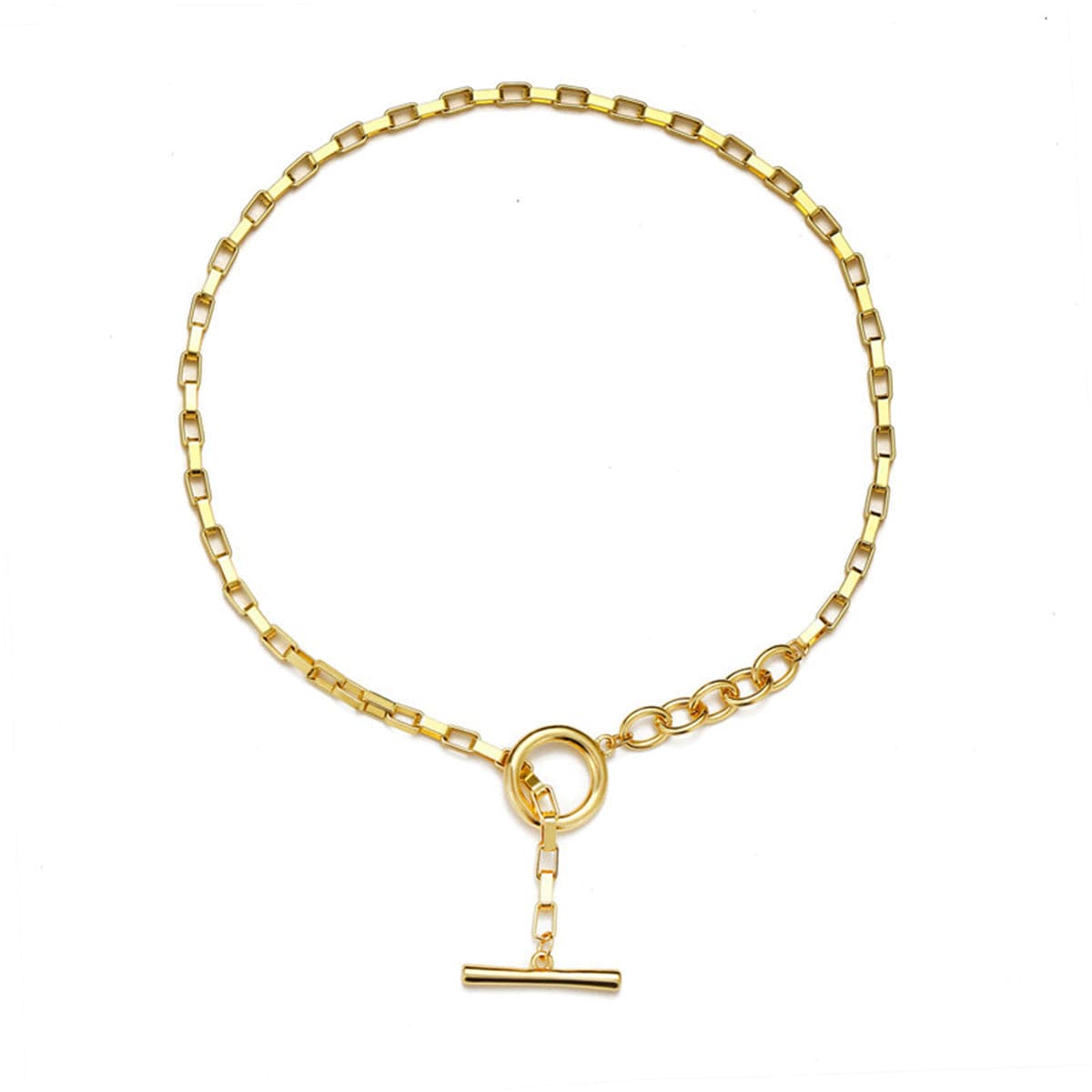 18K Gold-Plated Toggle Choker Necklace, chunky gold choker necklace, elegant gift for her, front view