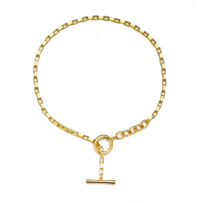 18K Gold-Plated Toggle Choker Necklace, chunky gold choker necklace, elegant gift for her, front view
