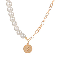 Pearl & 18k Gold-Plated Coin Pendant Necklace