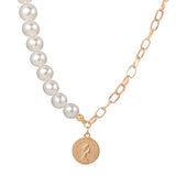 Pearl & 18k Gold-Plated Coin Pendant Necklace