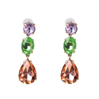 Purple & Green Crystal Drop Earrings