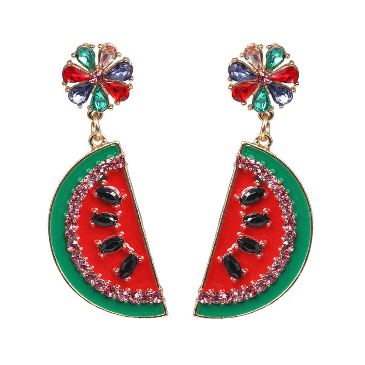 Crystal & Cubic Zirconia Watermelon Drop Earrings