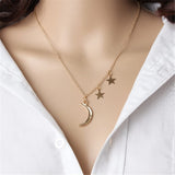 Goldtone Moon & Star Pendant Necklace
