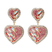 Red Cubic Zirconia & Crystal Heart Drop Earrings