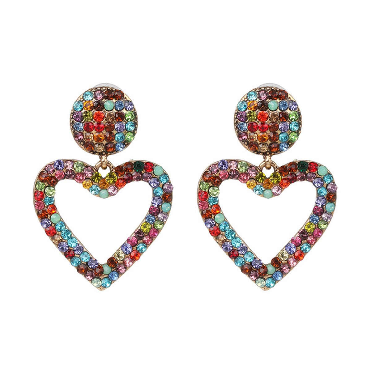 Cubic Zirconia & 18K Gold-Plated Open-Heart Drop Earrings