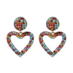 Cubic Zirconia & 18K Gold-Plated Open-Heart Drop Earrings