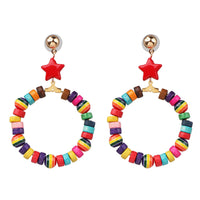 Red & Blue Round Star Drop Earrings