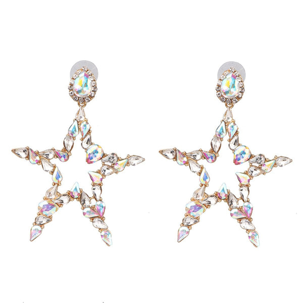 Crystal & Cubic Zirconia Open Star Drop Earrings