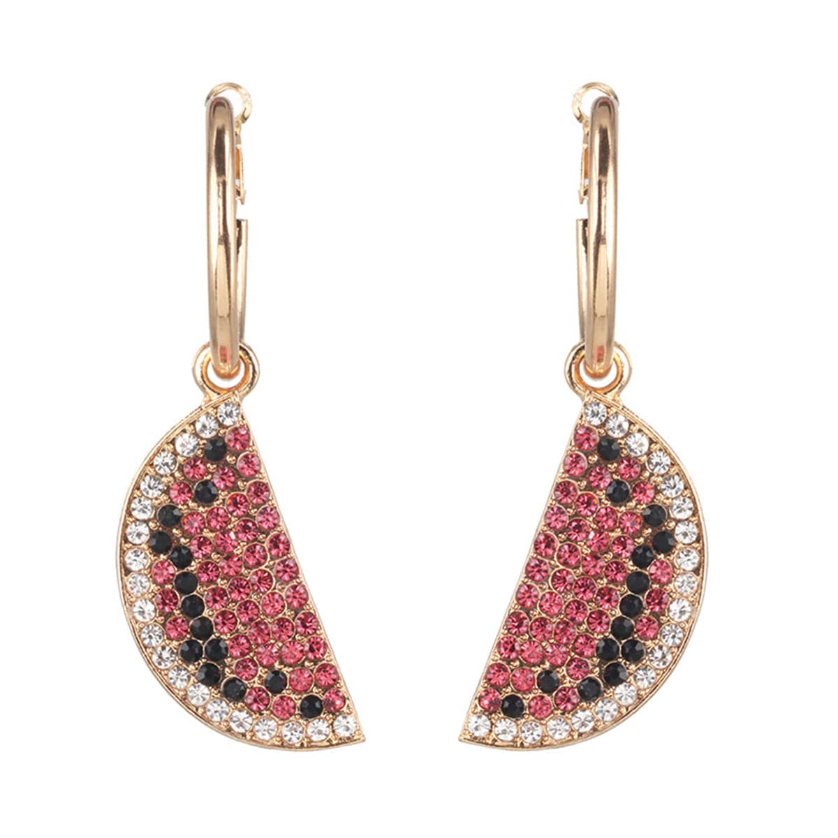 Pink & Black Cubic Zirconia 18K Gold-Plated Watermelon Drop Earrings