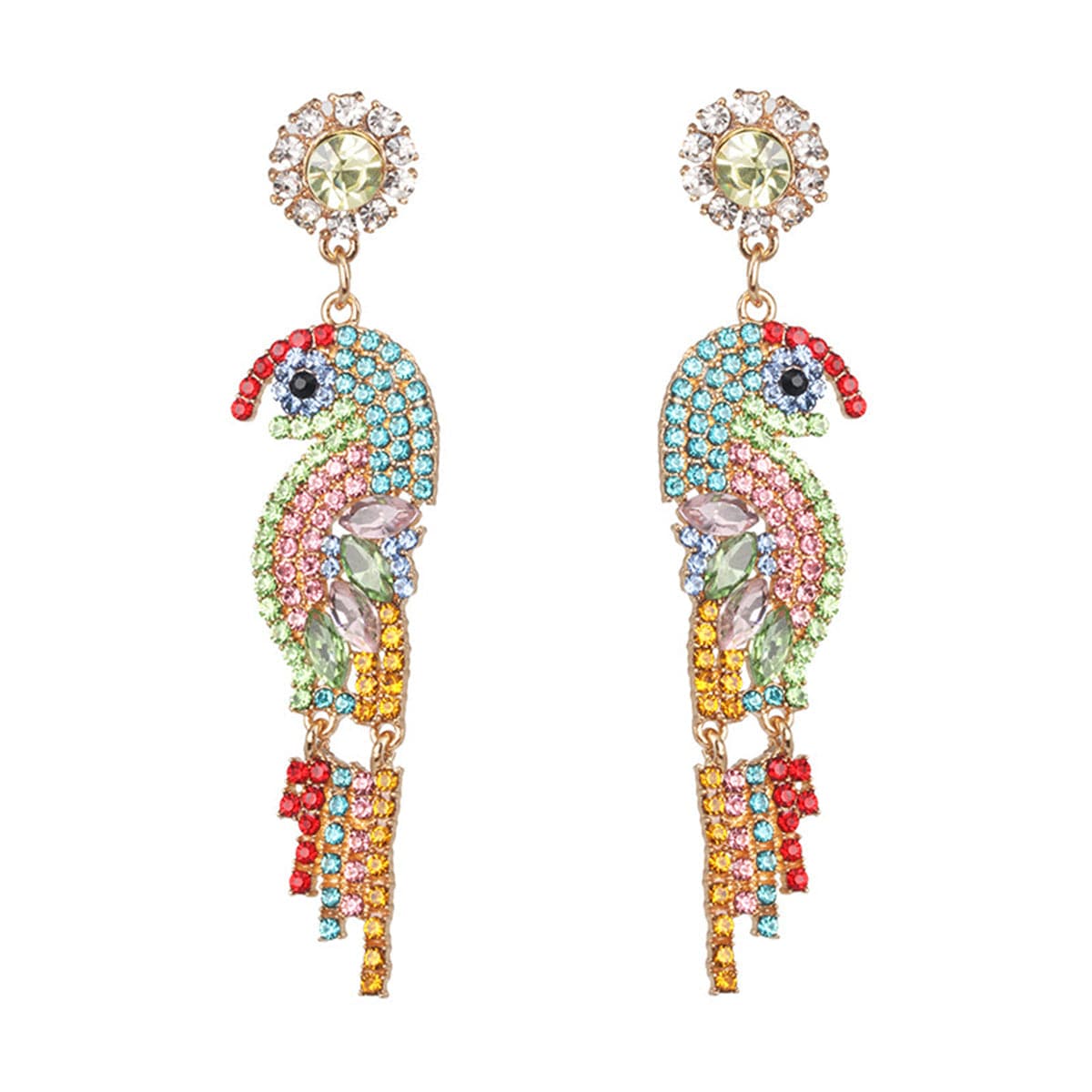 Crystal & Cubic Zirconia Parrot Drop Earrings