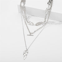 Silvertone Flames Layered Pendant Necklace