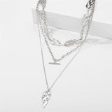 Silvertone Flames Layered Pendant Necklace