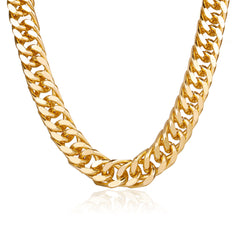 Stunning 18K gold-plated curb chain necklace with a bold large link, adding a touch of luxury to your jewelry collection.