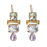 Pastel Crystal & 18K Gold-Plated Mixed Geo Drop Earrings
