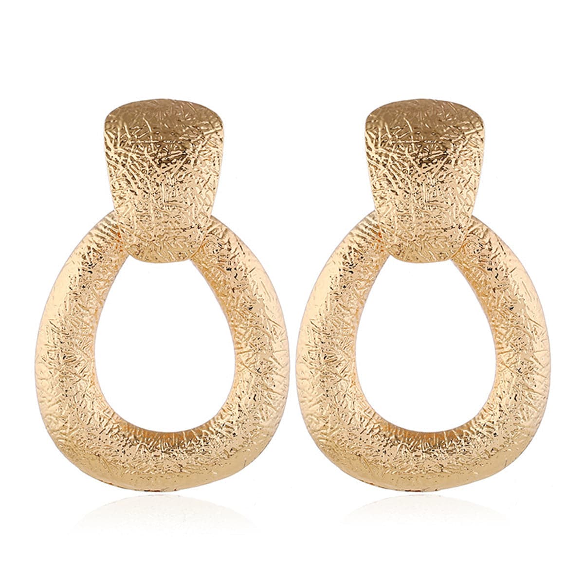 18K Gold-Plated Texture Drop Earrings, gold drop earrings for women, elegant gift for her, front view