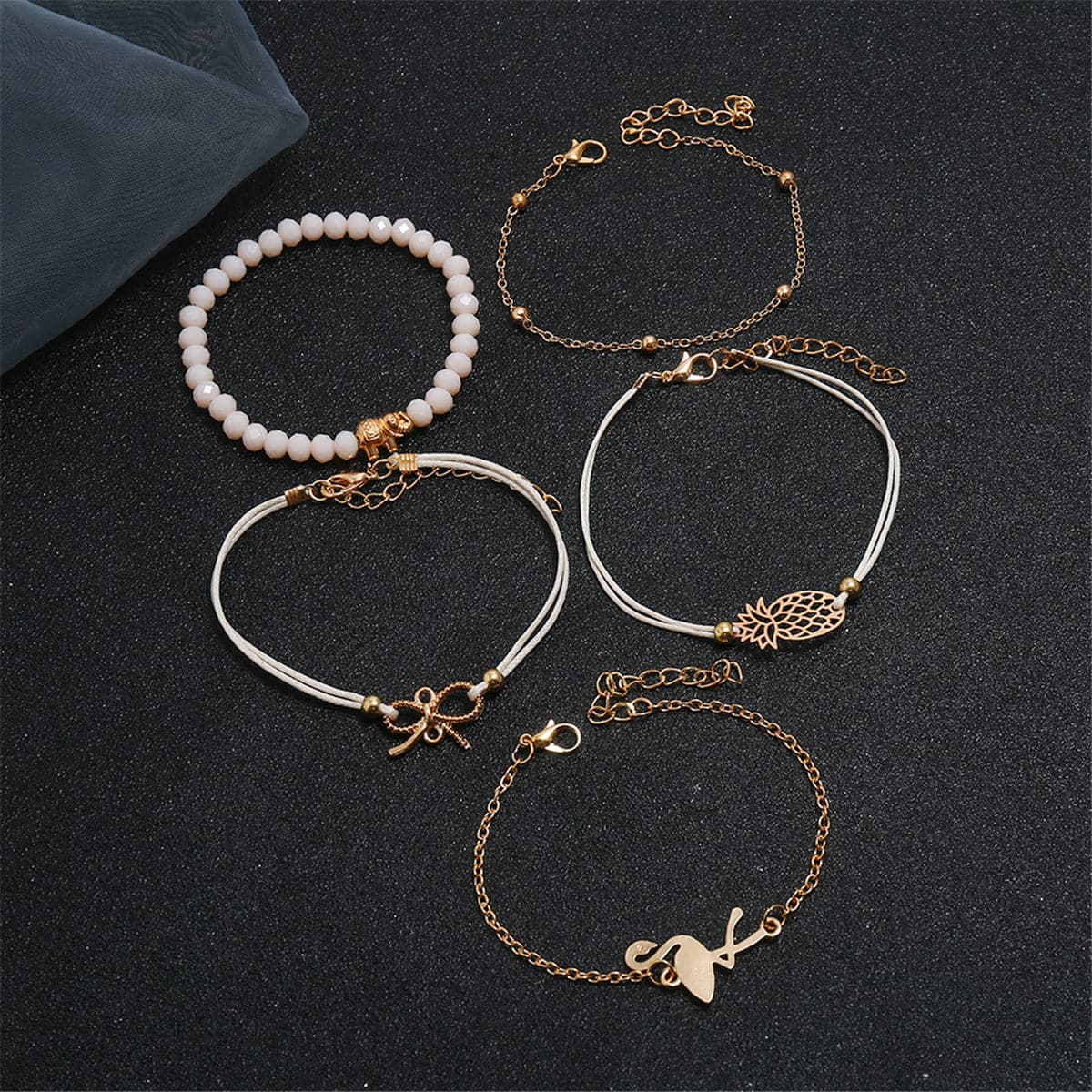 Acrylic & Polyster 18K Gold-Plated Beach Bracelet Set
