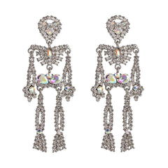 Crystal & Cubic Zirconia Skeleton Drop Earrings