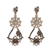 Black Cubic Zirconia Spider & Web Drop Earrings
