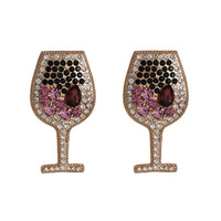 Purple Crystal & Cubic Zirconia Wine Cup Stud Earrings