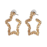Goldtone Geometric Star Hoop Earrings
