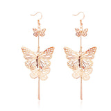 Goldtone Double Butterfly Drop Earrings