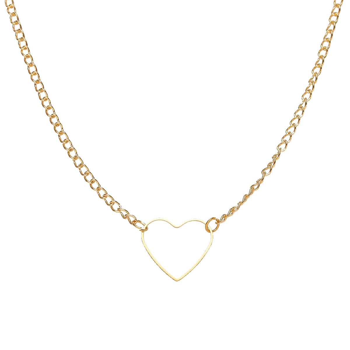 18K Gold-Plated Open Heart Choker, chunky gold choker necklace, everyday style, side view