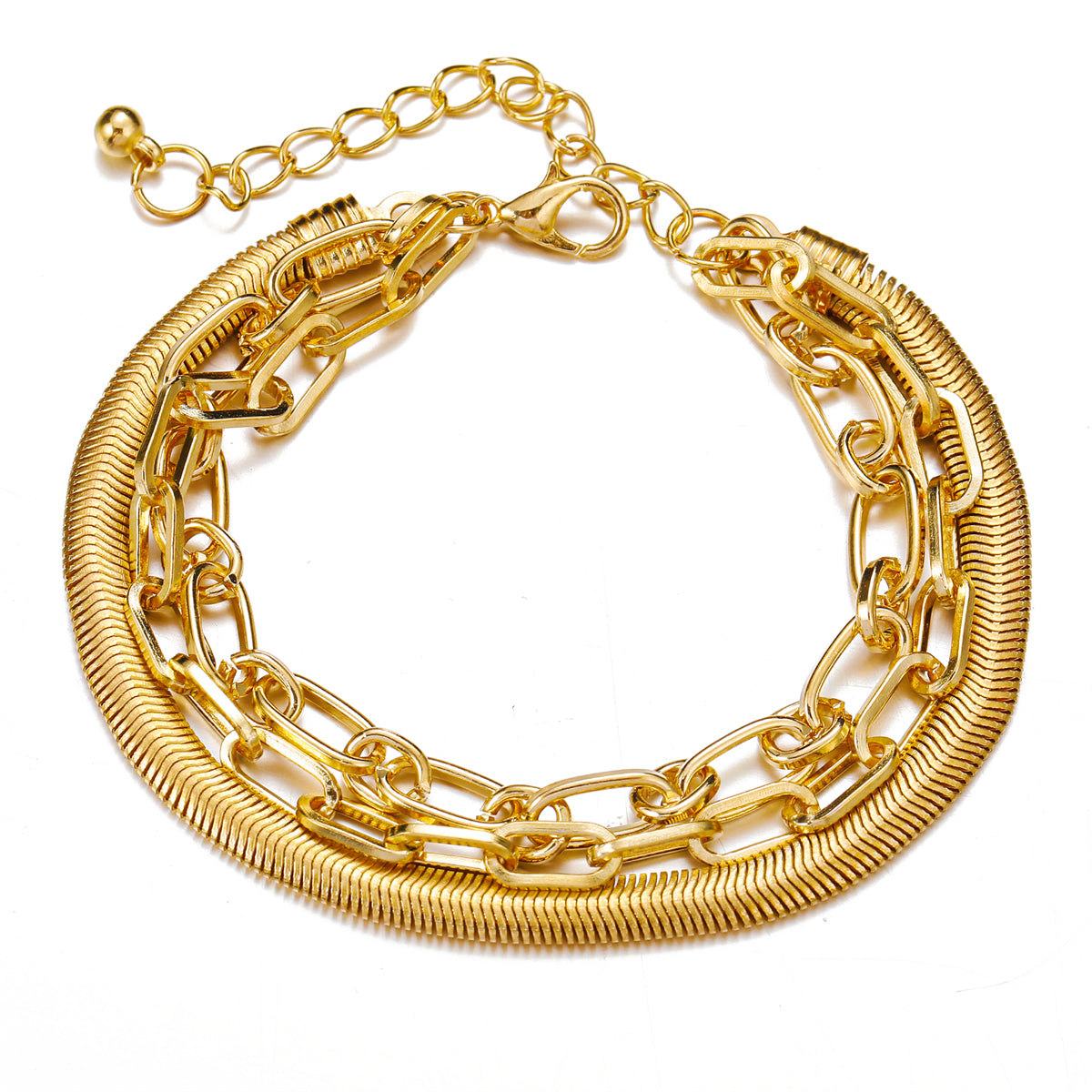 18K Gold-Plated Layered Cable Chain Anklet