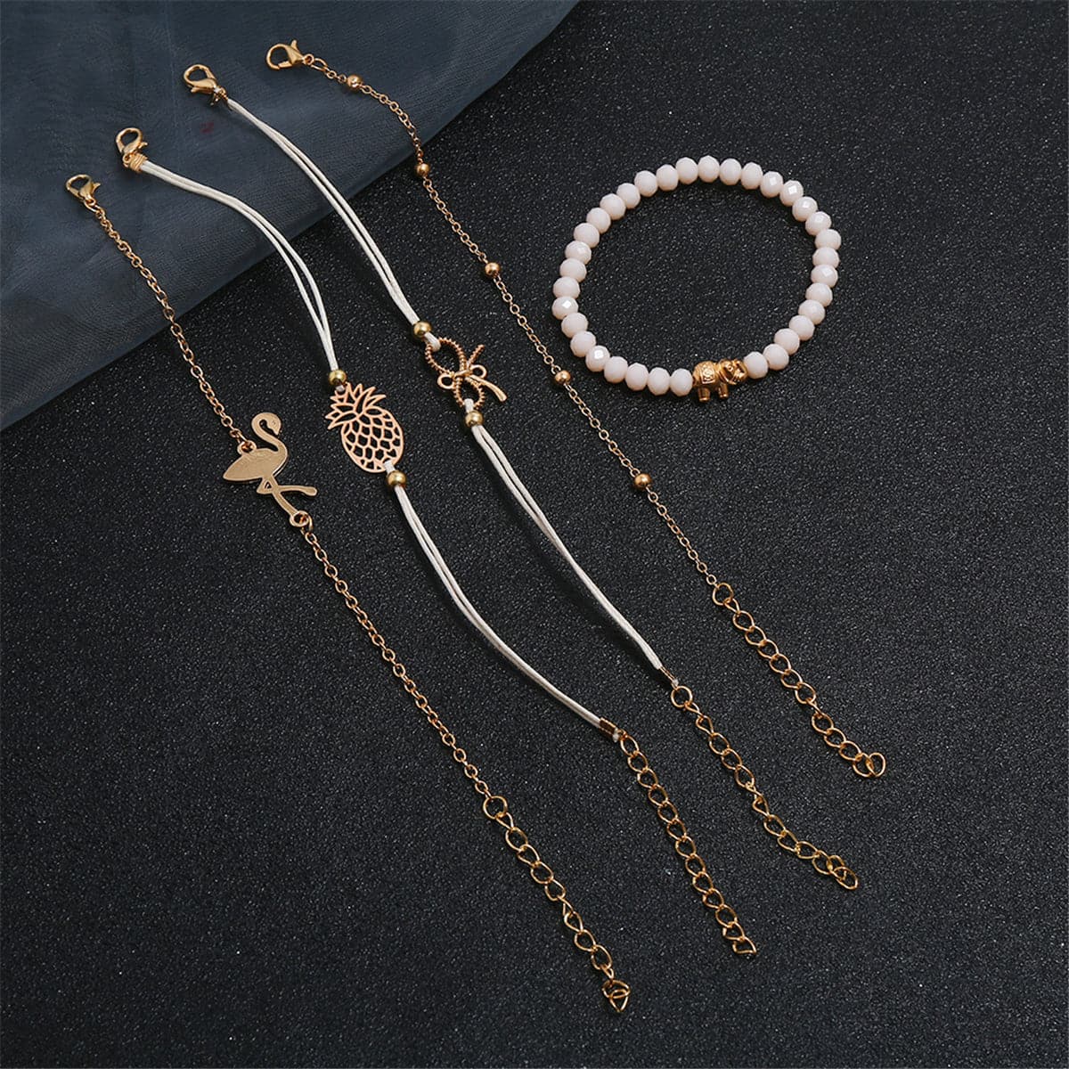 Acrylic & Polyster 18K Gold-Plated Beach Bracelet Set