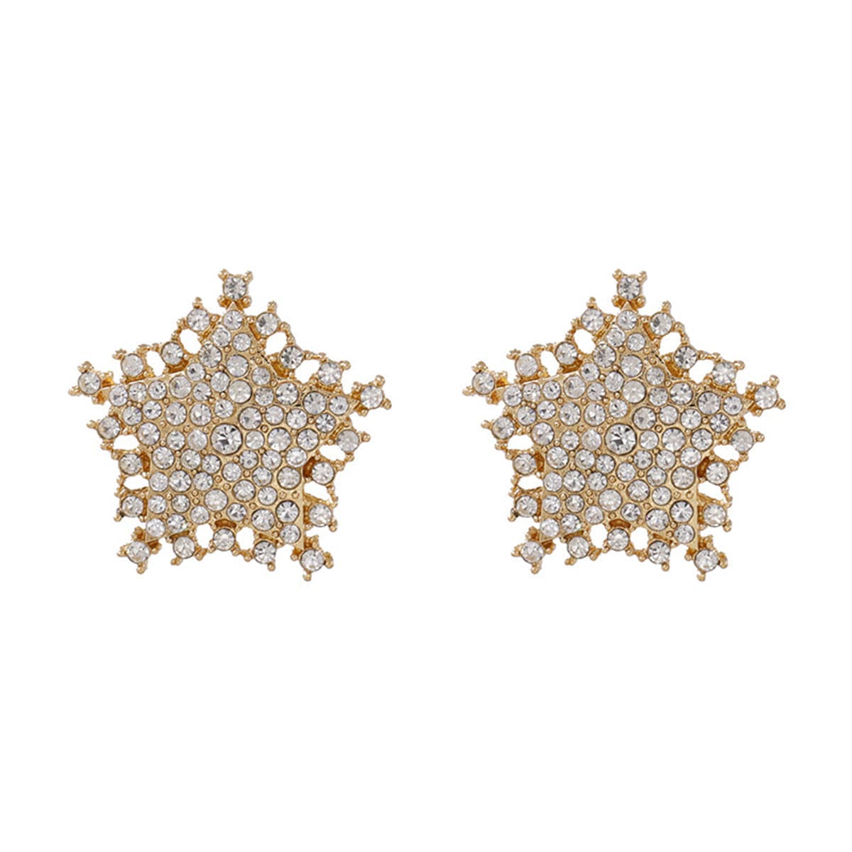 Cubic Zirconia & 18K Gold-Plated Petite Star Stud Earrings
