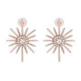 Cubic Zirconia & Rose Goldtone Sunflower Drop Earrings