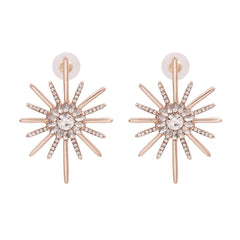 Cubic Zirconia & Crystal 18K Rose Gold-Plated Sunflower Drop Earrings