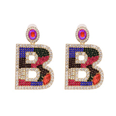 Crystal & Cubic Zirconia Letter B Drop Earrings