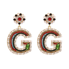 Crystal & Cubic Zirconia Letter G Drop Earrings