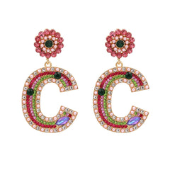 Crystal & Cubic Zirconia Letter C Drop Earrings