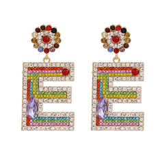 Crystal & Cubic Zirconia Letter E Drop Earrings