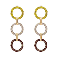 Colored Cubic Zirconia & 18K Gold-Plated Link Drop Earrings