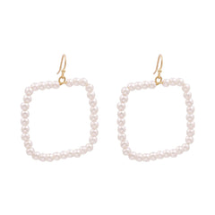 Pearl & 18K Gold-Plated Open Square Drop Earrings