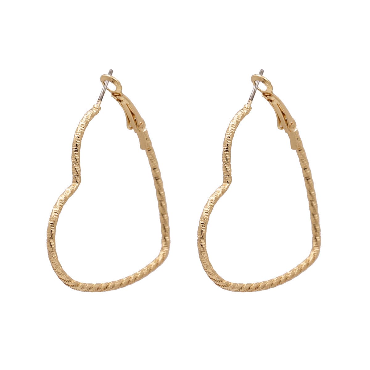 18K Gold-Plated Twisted Open Heart Hoop Earrings